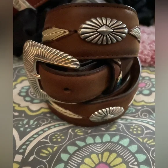 Tony Lama Mens The Duke Center Applique Brown Western Belt 40​​​​​​​​​​​​ - Picture 5 of 10